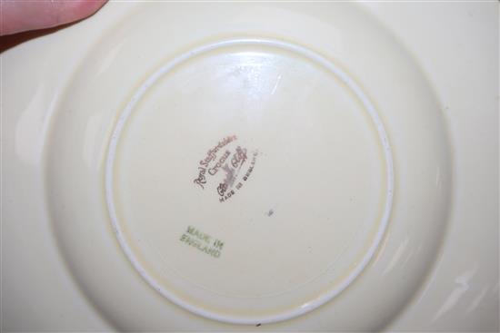 A Clarice Cliff crocus pattern part tea set and bowl